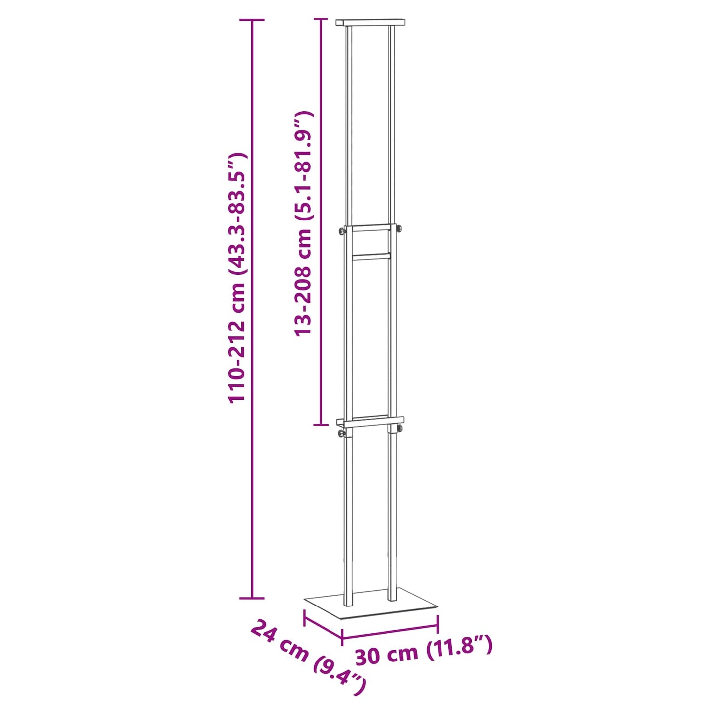 vidaXL Εκθεσιακές Οθόνες Χρυσό 30 x 23,5 x 210 εκ Ατσάλι