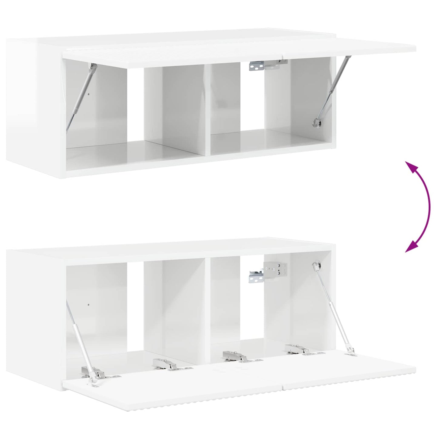 vidaXL Σετ τοίχου για τηλεόραση Επιτοίχιο 4 pcs Υψηλής γυαλάδας λευκό