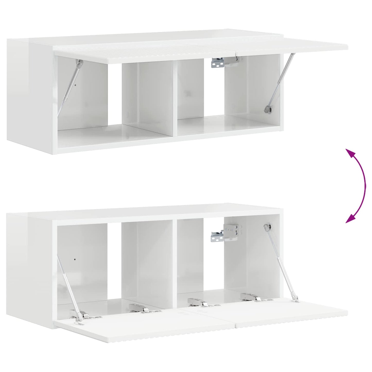 vidaXL Σετ επίπλου τηλεόρασης Επιτοίχιο 3 pcs Υψηλής γυαλάδας λευκό