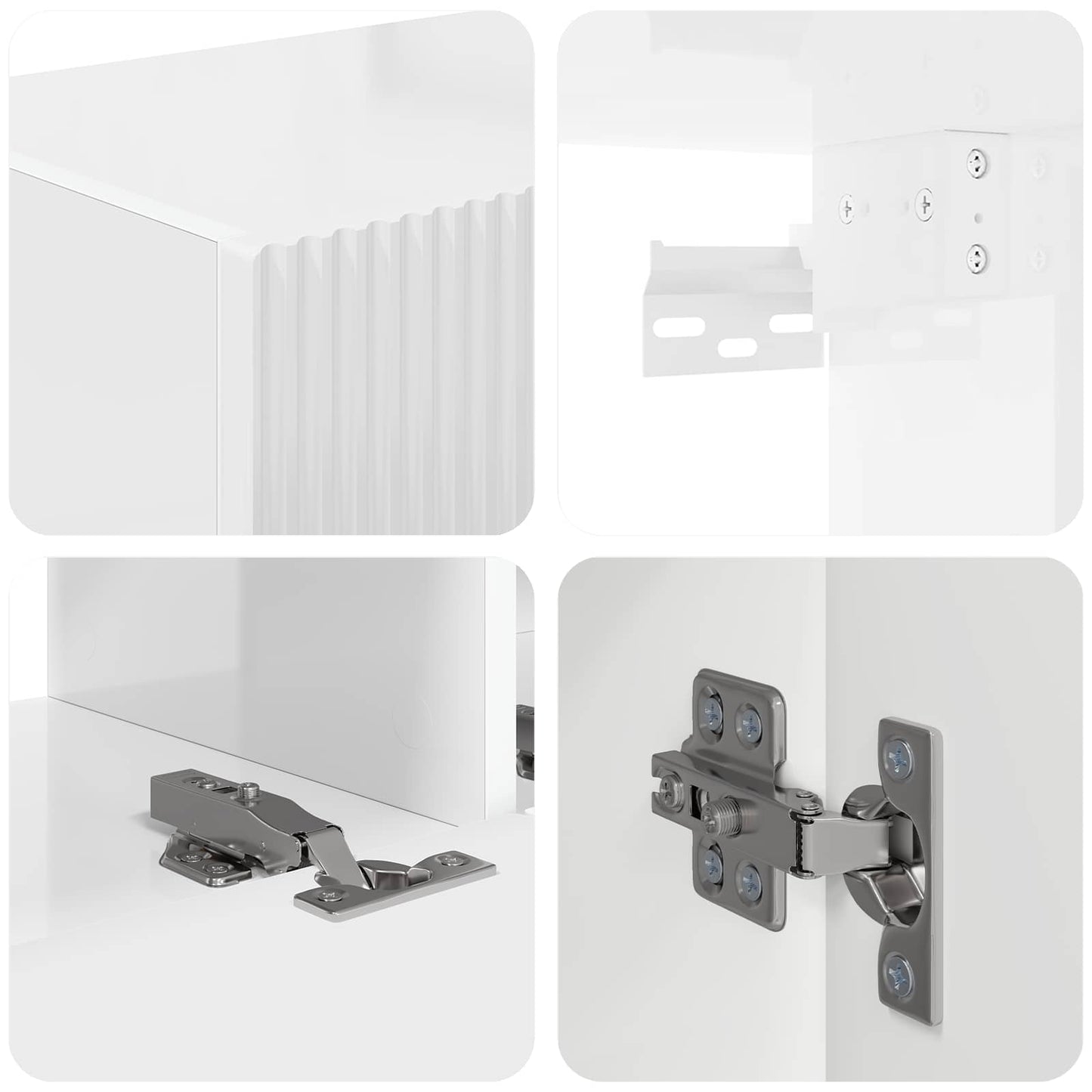vidaXL Σετ επίπλου τηλεόρασης Επιτοίχιο 4 pcs Υψηλής γυαλάδας λευκό