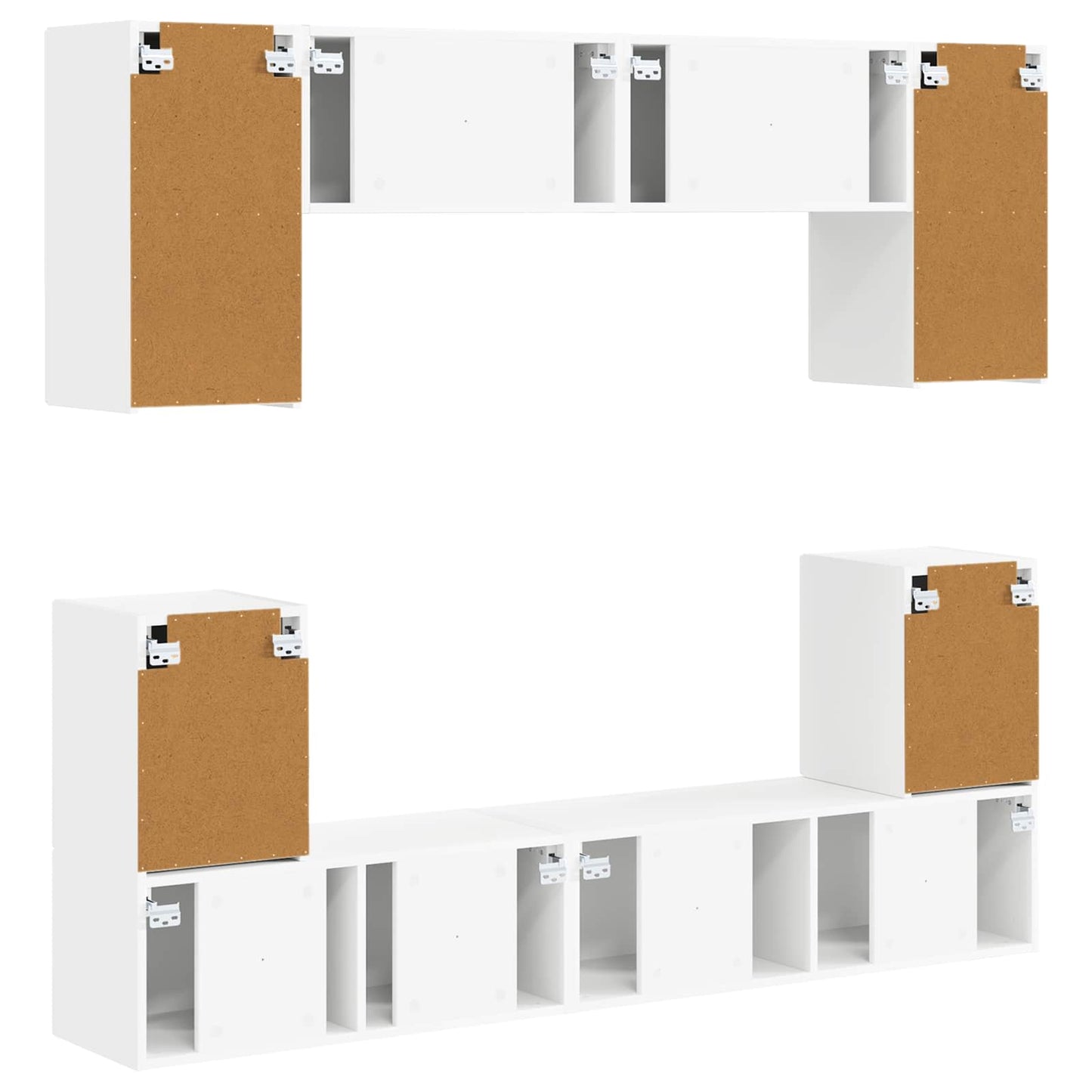 vidaXL Σετ επίπλου τηλεόρασης Επιτοίχιο 5 pcs Λευκό Επεξεργασμένο ξύλο