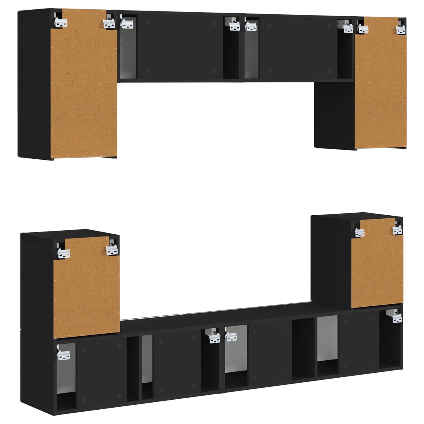 vidaXL Σετ επίπλου τηλεόρασης Επιτοίχιο 5 pcs Μαύρο Επεξεργασμένο ξύλο