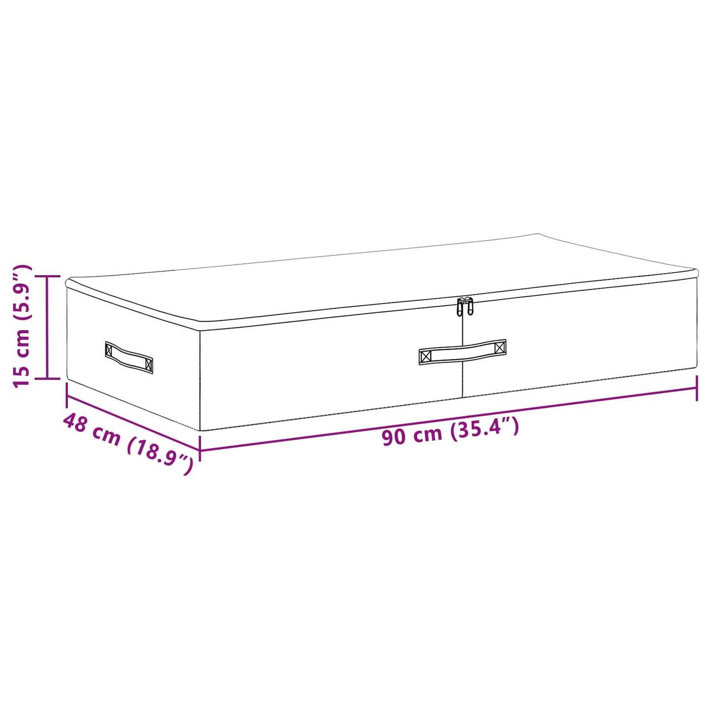vidaXL Κουτί αποθήκευσης Ανθρακί 90 x 48 x 15 εκ. Ύφασμα