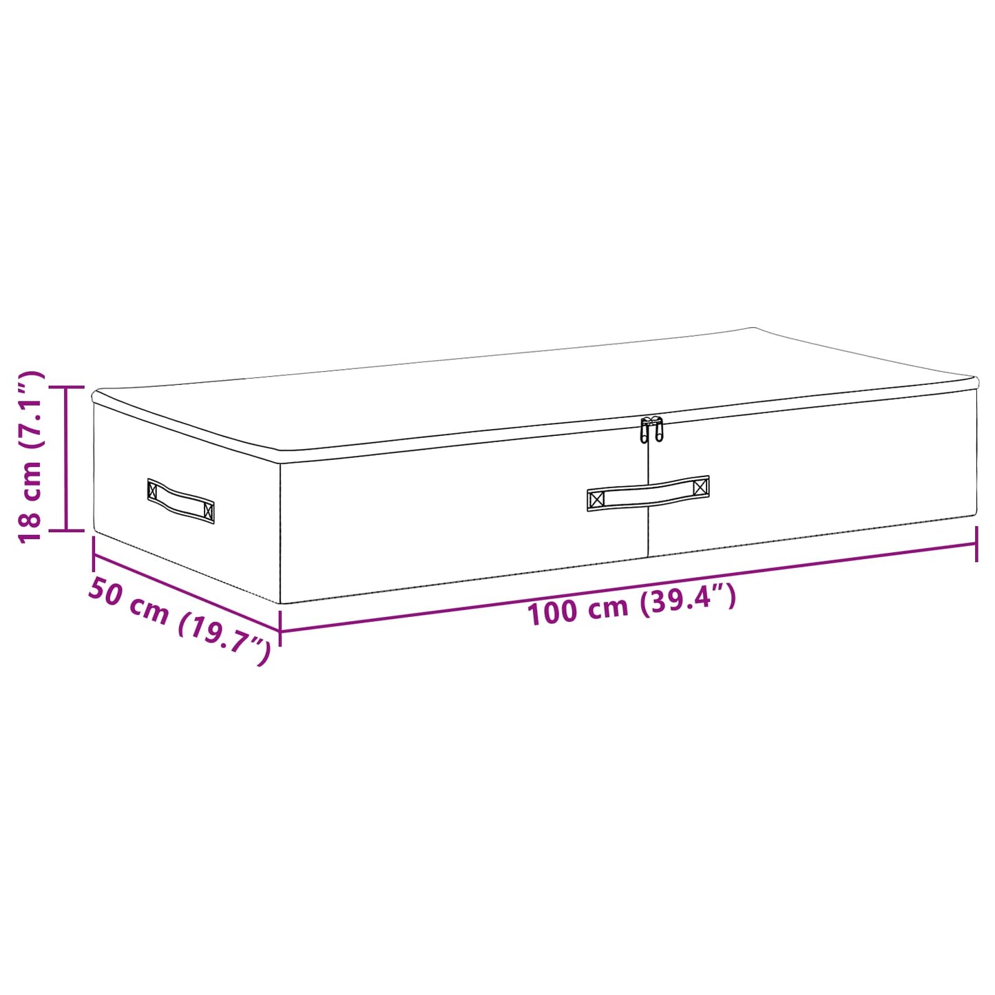 vidaXL Κουτί αποθήκευσης Ύφασμα (μη υφασμένο 100 x 50 x 18 εκ. 90 l