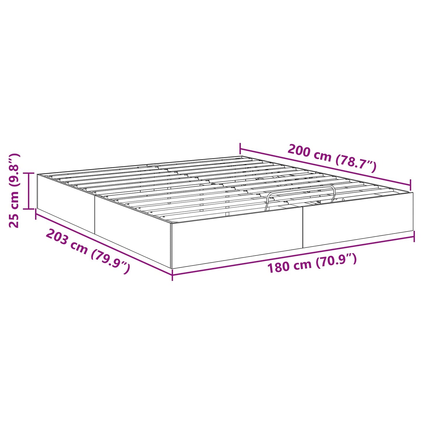 vidaXL Κρεβάτι Οθωμανικού Τύπου Μαύρη Οξυά 193 x 120 x 25 εκ