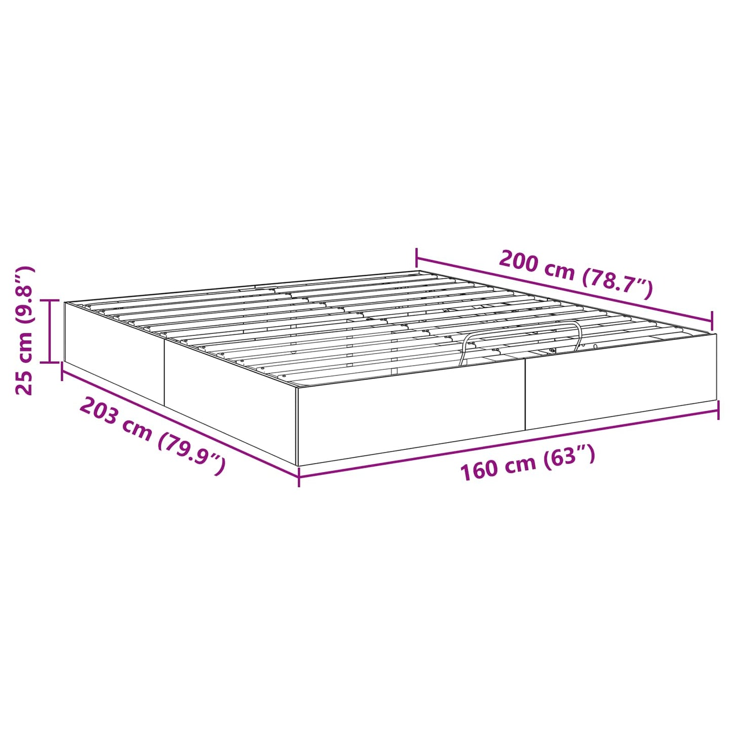 vidaXL Κρεβάτι Οθωμανικού Τύπου Γκρι Sonoma 160 x 200 cm