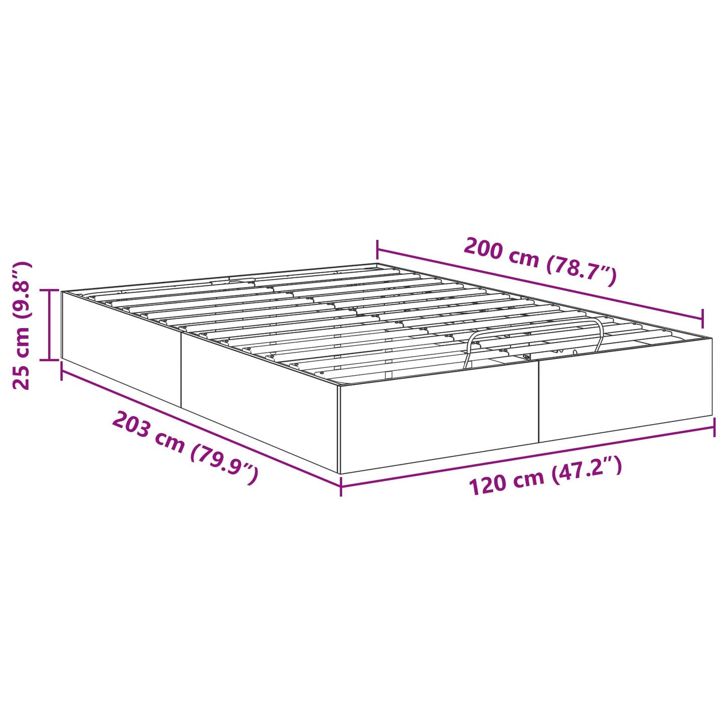 vidaXL Κρεβάτι Οθωμανικού Τύπου Γκρι Sonoma 120 x 200 cm