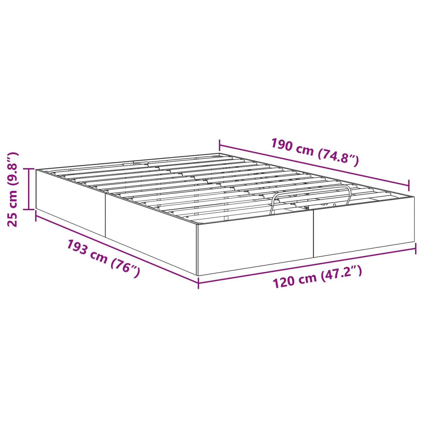 vidaXL Κρεβάτι Οθωμανικού Τύπου Μαύρη Δρυς 120 x 200 cm