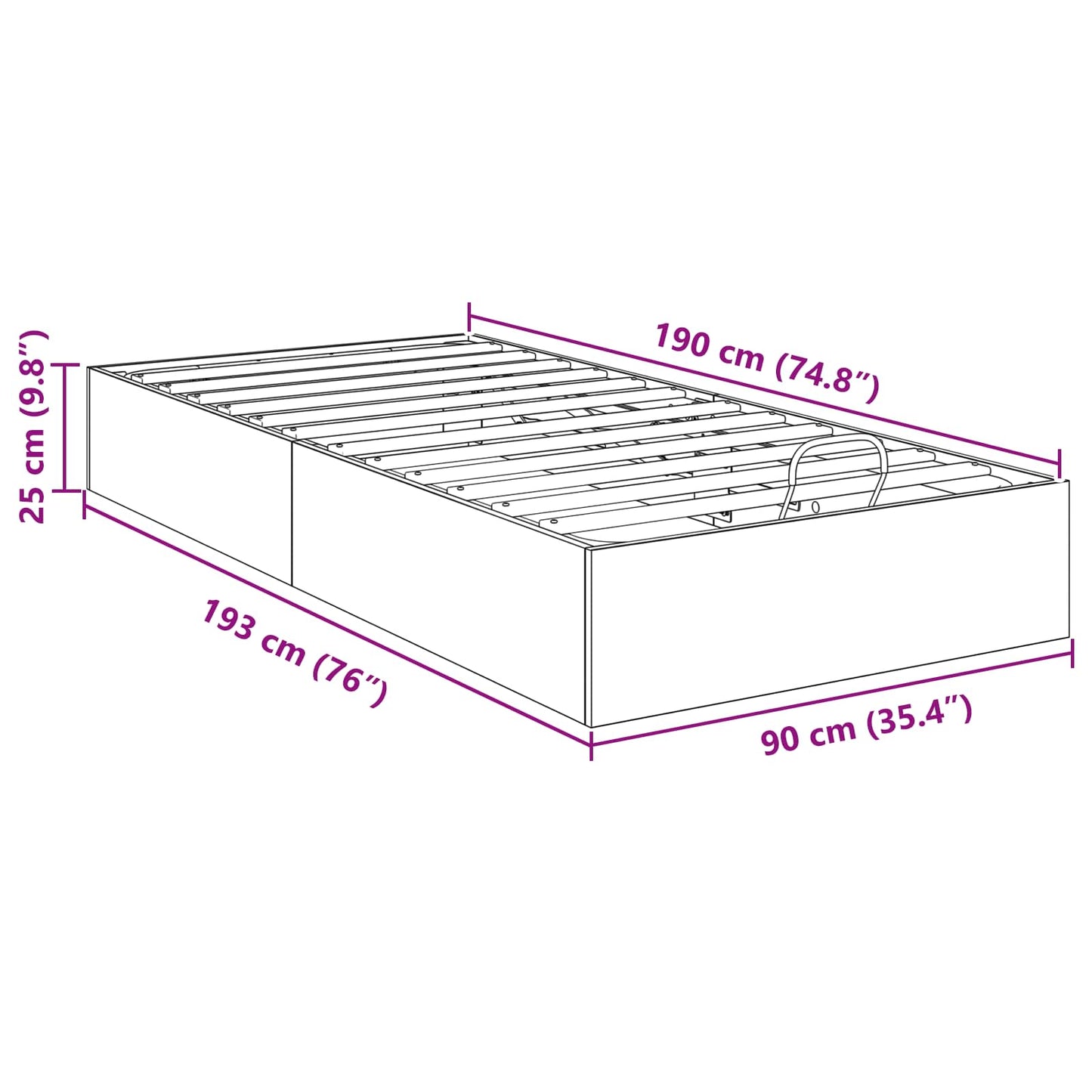 vidaXL Κρεβάτι Οθωμανικού Τύπου Λευκό 193 x 120 x 25 εκ Μοριοσανίδα