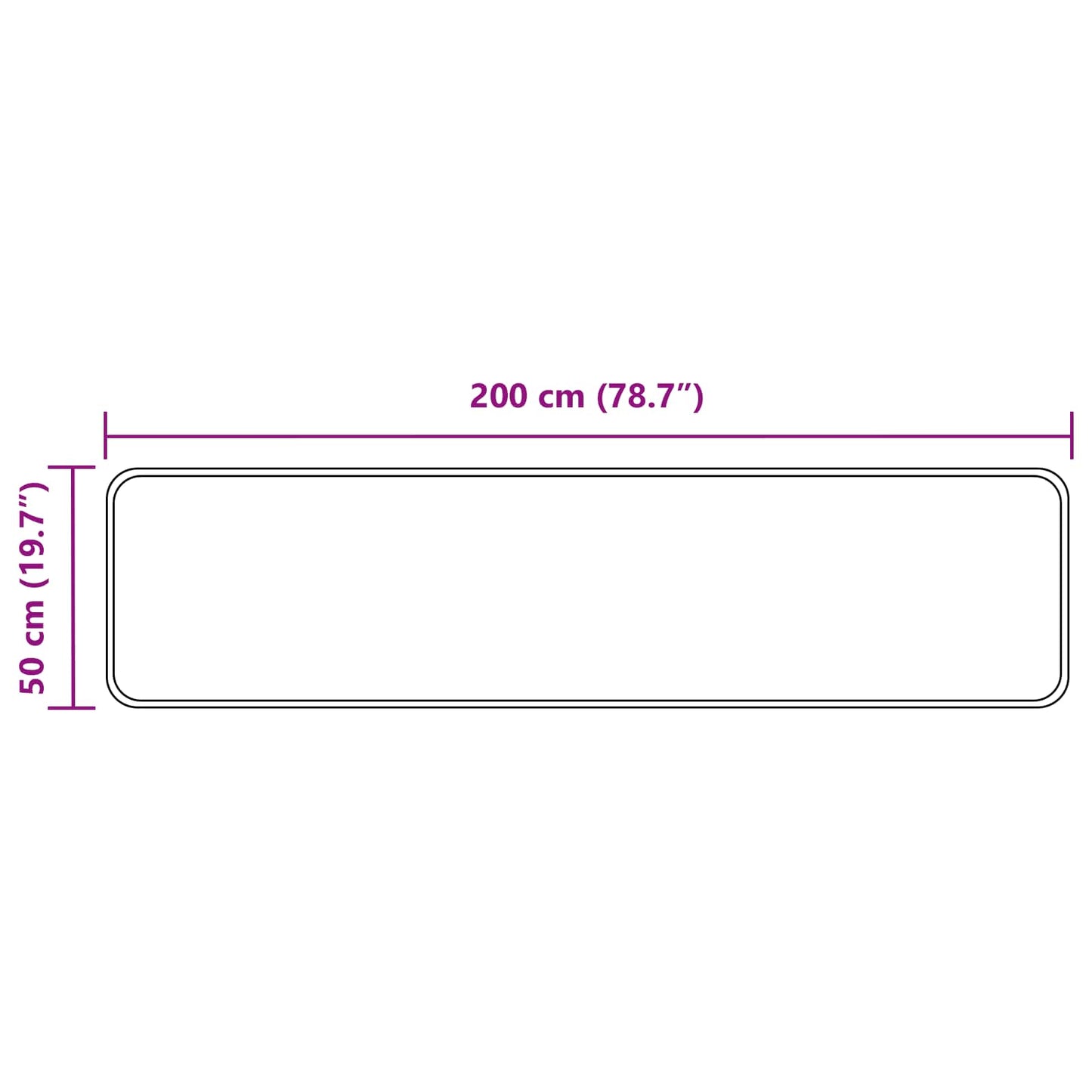 vidaXL Χαλί Runner MARSA Μαύρο 50 x 200 εκ. Πολυέστερ και PVC