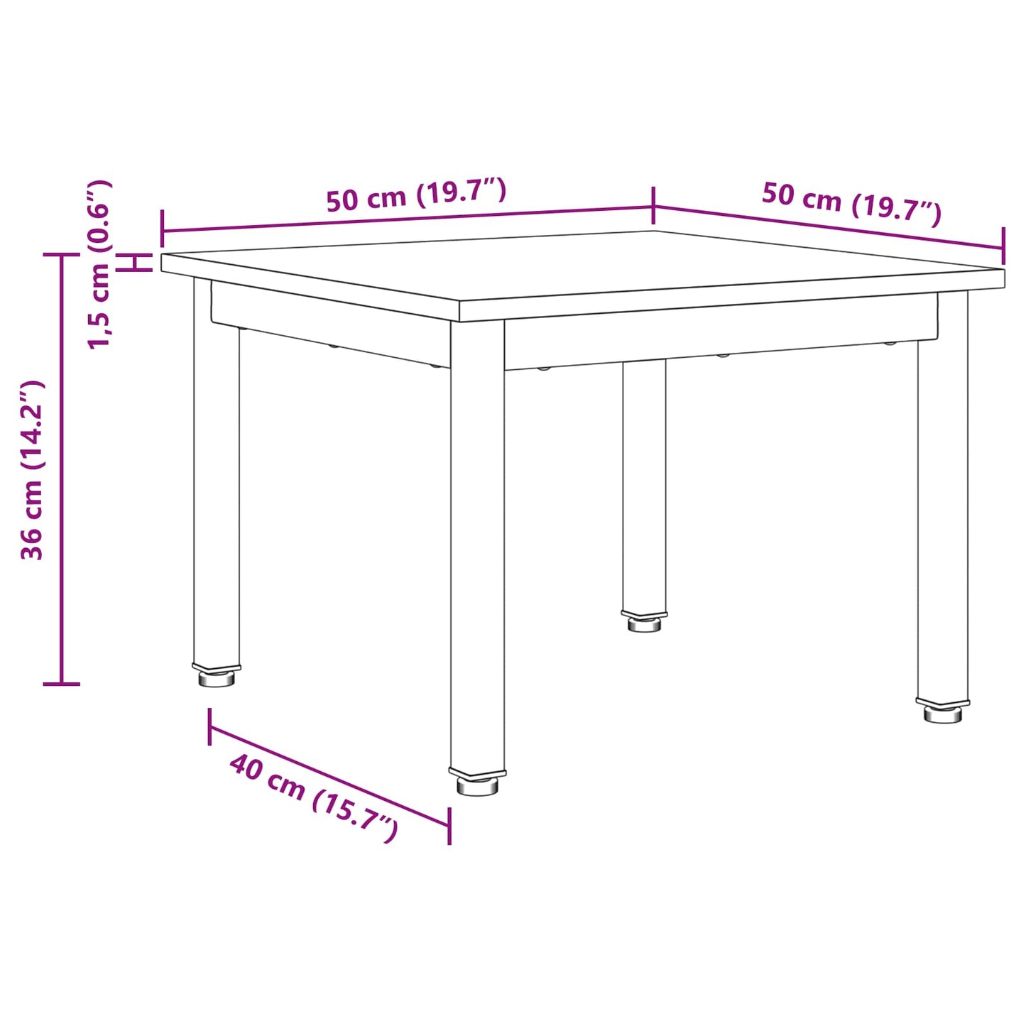 vidaXL Τραπεζάκι σαλονιού Σονόμα 50 x 50 x 36 εκ. Επεξεργασμένο ξύλο
