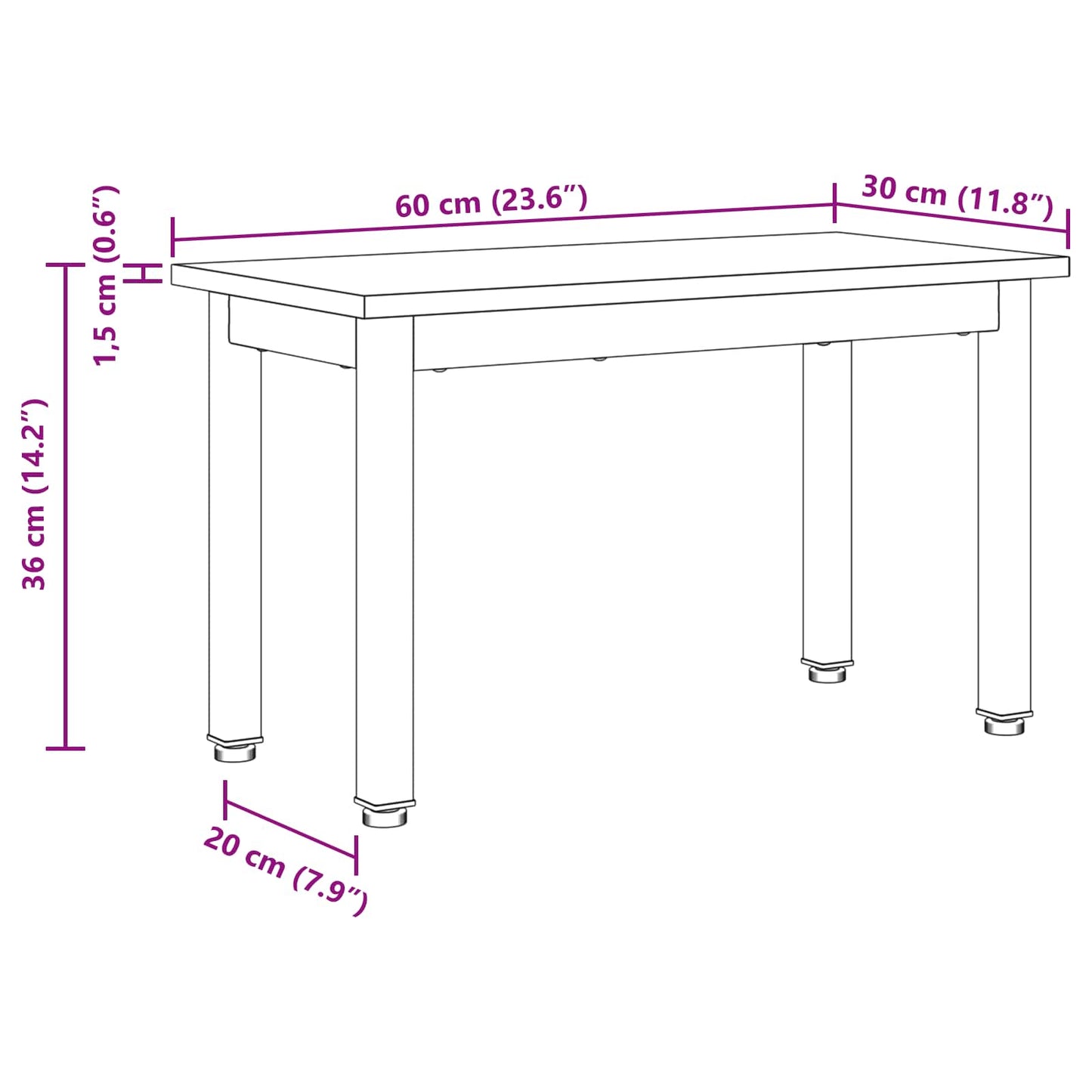 vidaXL Τραπεζάκι σαλονιού Σονόμα 60 x 30 x 36 cm Επεξεργασμένο ξύλο