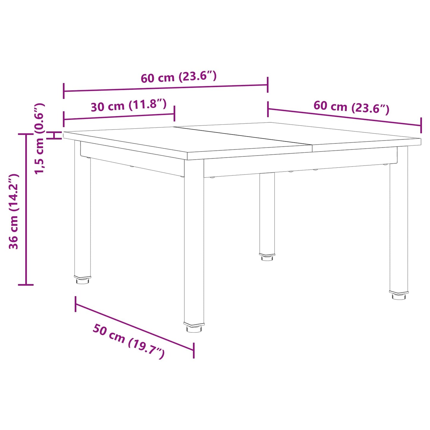 vidaXL Τραπεζάκι σαλονιού Σονόμα 60 x 60 x 36 cm Επεξεργασμένο ξύλο