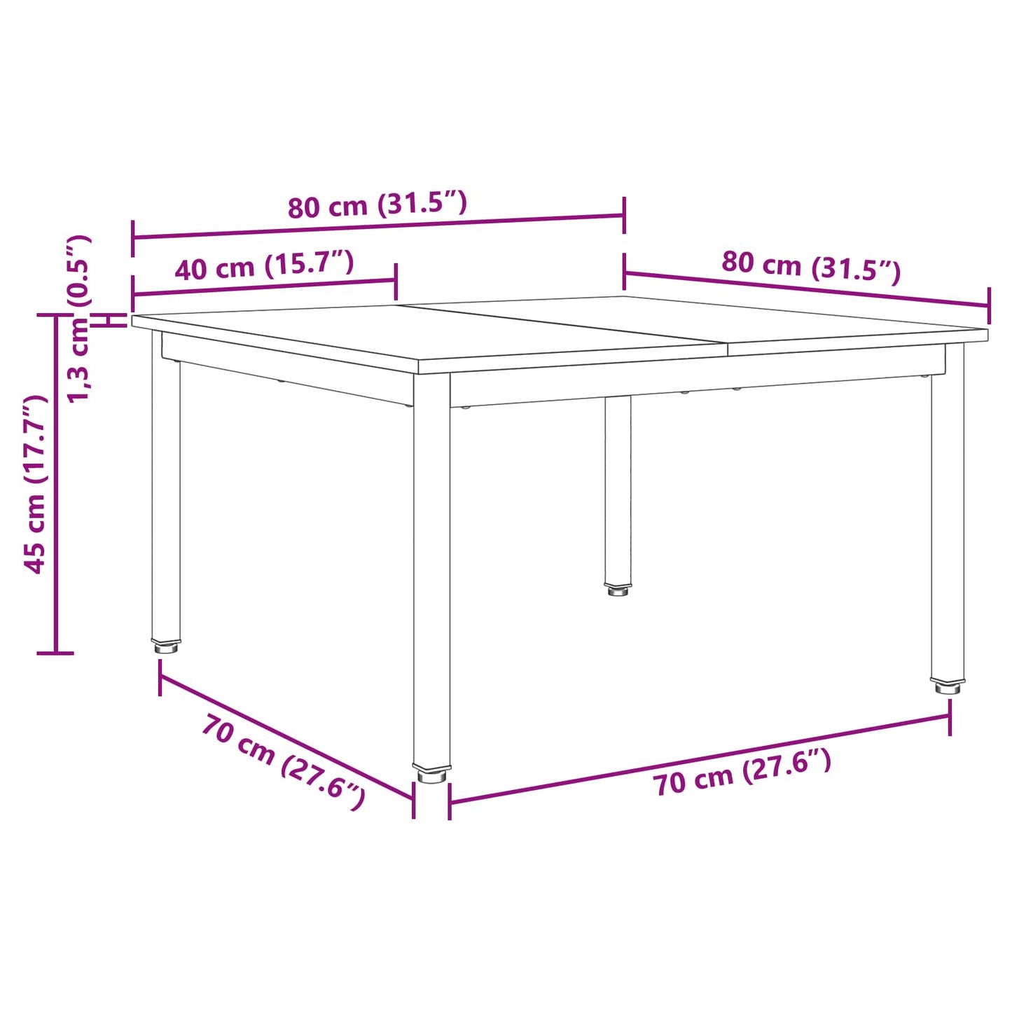 vidaXL Τραπεζάκι σαλονιού Παλιό ξύλο 80 x 80 x 45 cm