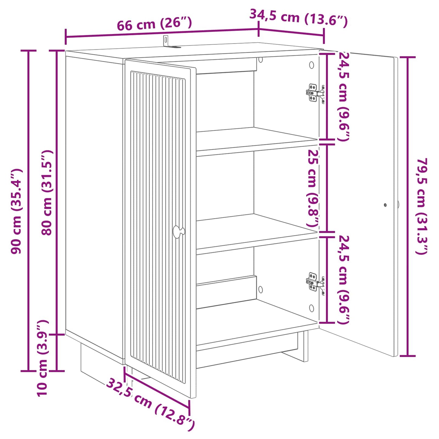 vidaXL Πλαϊνό γραφείο Γκρι Σκυροδέματος 66 x 34,5 x 90 εκ