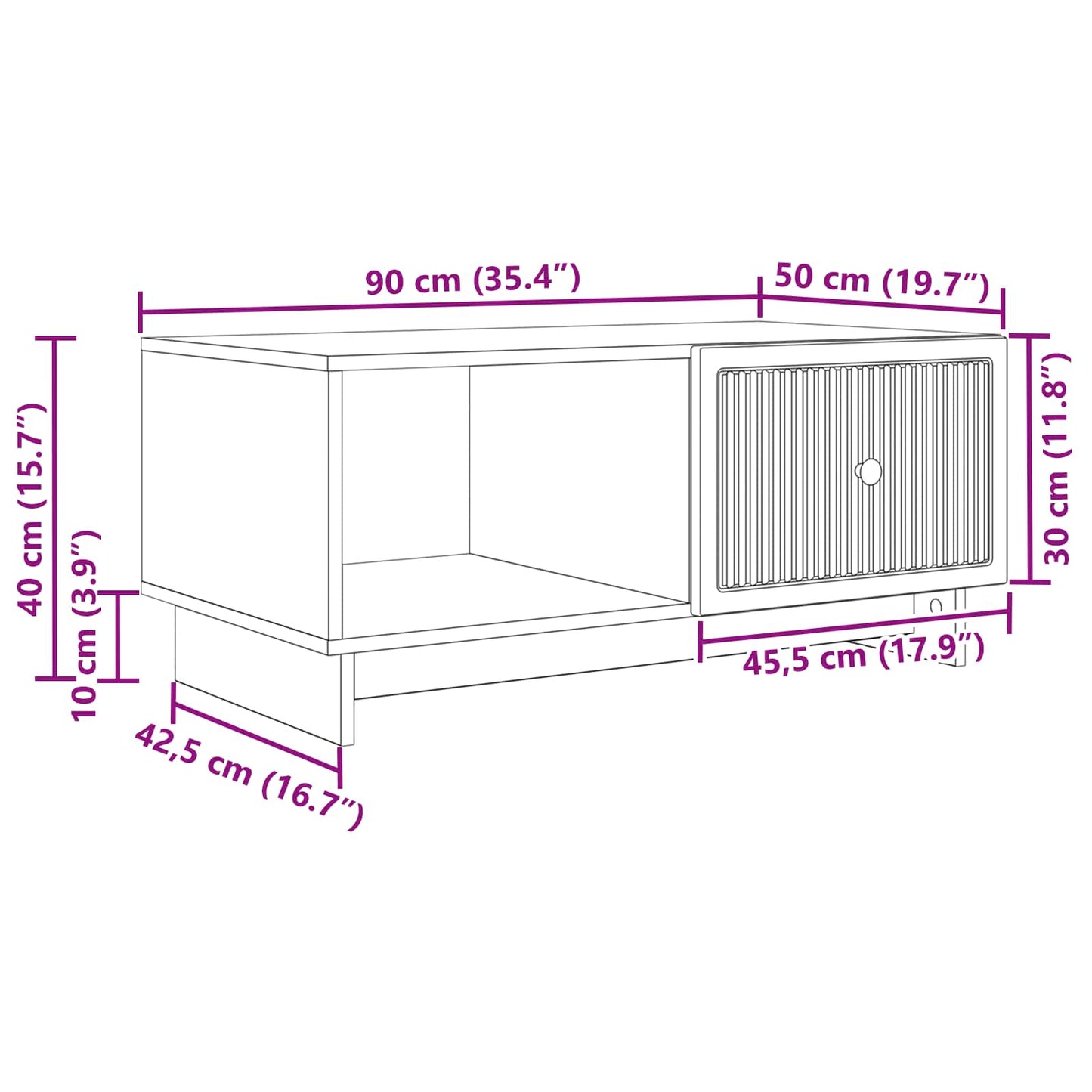 vidaXL Τραπεζάκι σαλονιού Γυαλιστερό Λευκό 90 x 50 x 40 cm