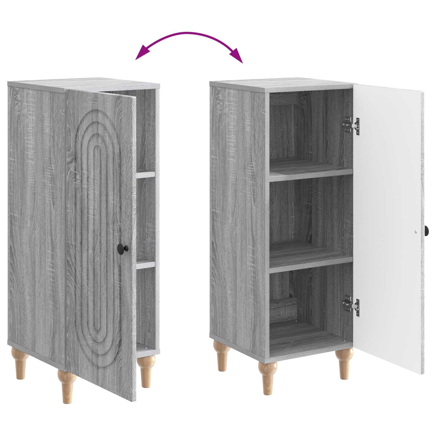 vidaXL Πλαϊνό γραφείο Γκρι Sonoma 33 x 34,5 x 90 εκ Επεξεργασμένο Ξύλο