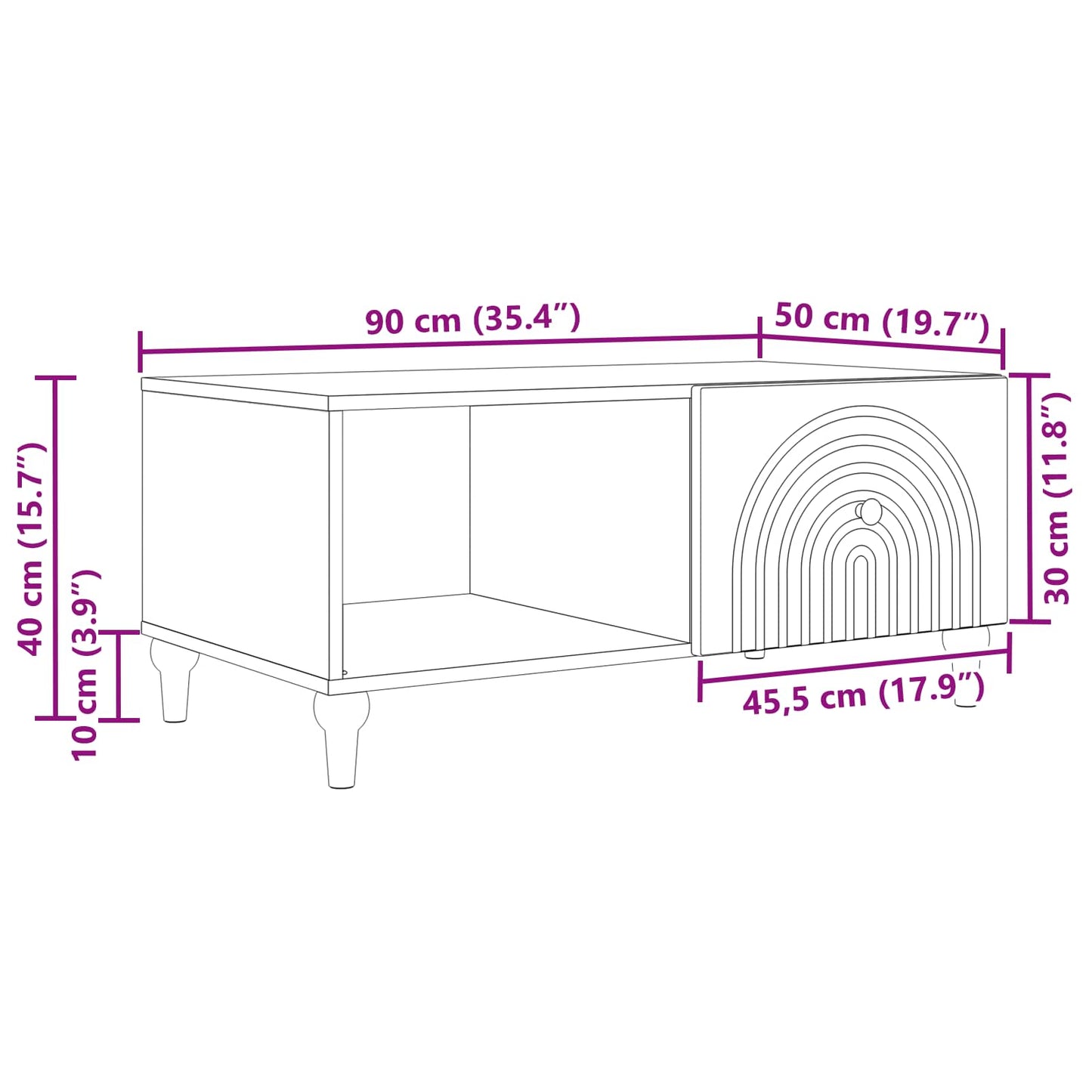 vidaXL Τραπεζάκι σαλονιού Γκρι Σκυροδέματος 90 x 50 x 40 cm
