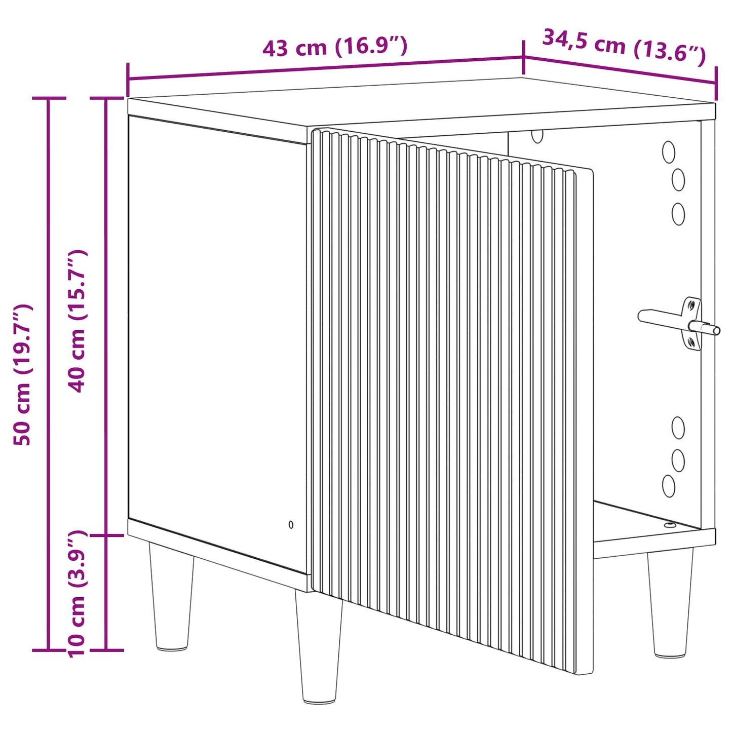 vidaXL Κομοδίνο Γκρι Σκυροδέματος 43 x 34,5 x 50 εκ Επεξεργασμένο Ξύλο