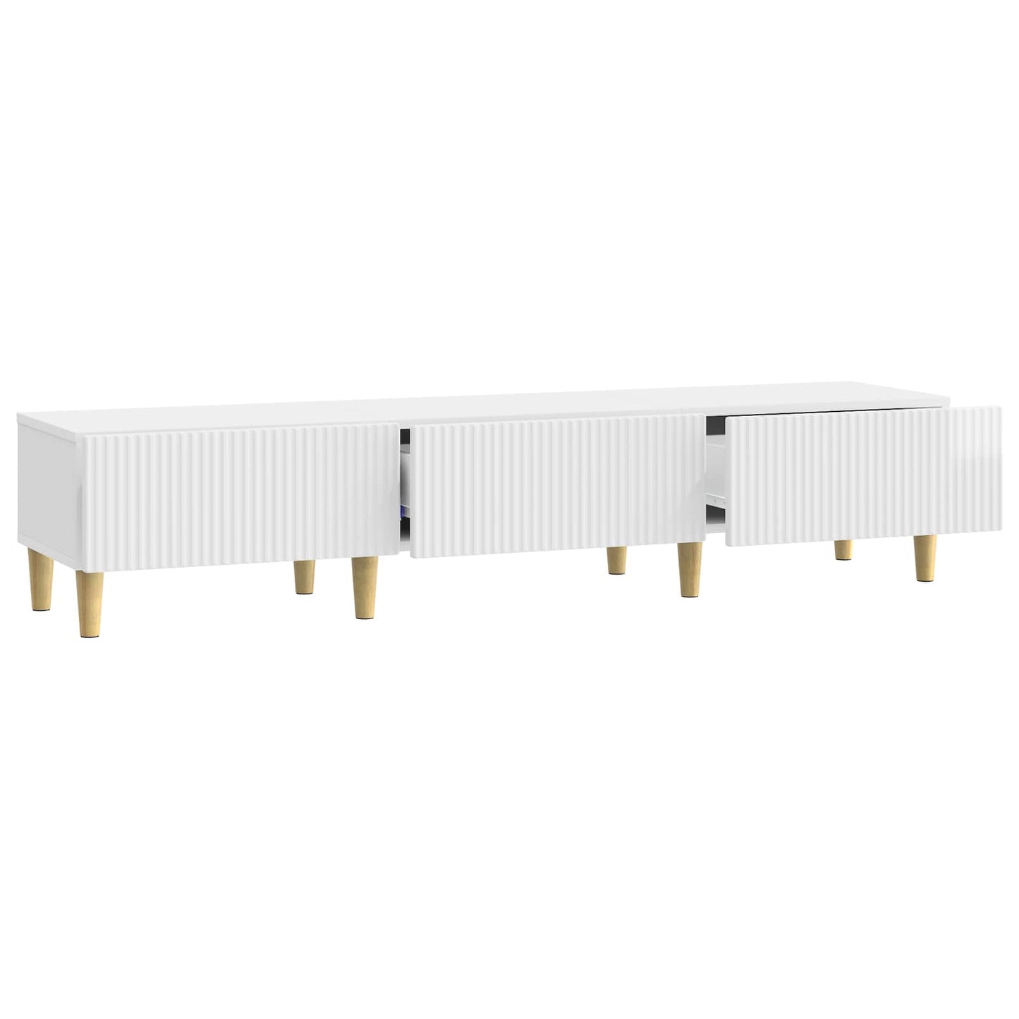 vidaXL Ντουλάπι TV με συρτάρι Γυαλιστερό Λευκό 147 x 34,5 x 30 εκ