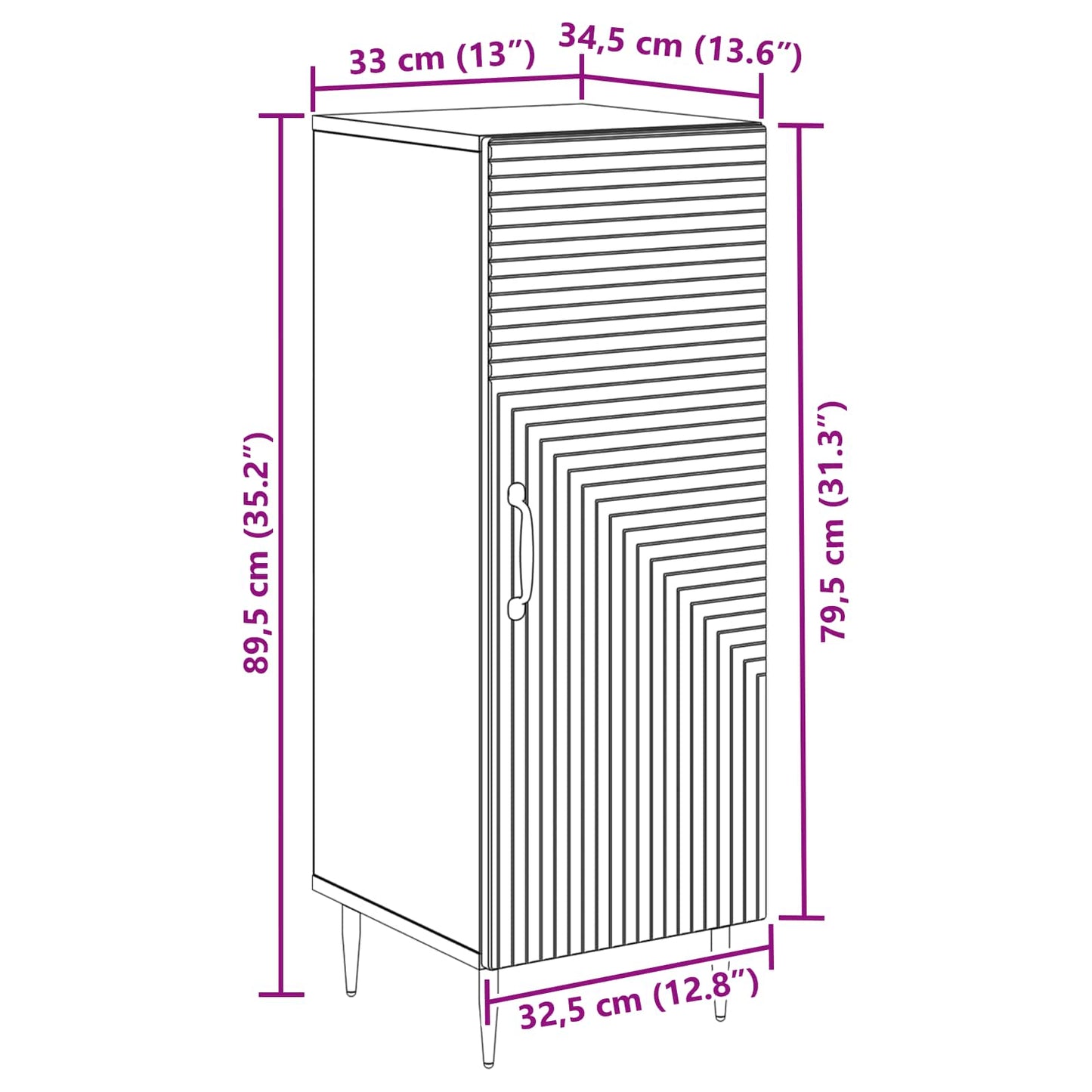 vidaXL Πλαϊνό γραφείο Λευκό 33 x 34,5 x 89,5 εκ Επεξεργασμένο Ξύλο