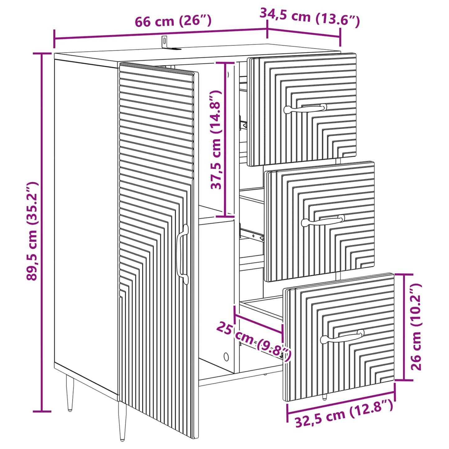 vidaXL Πλαϊνό γραφείο με συρτάρι Γκρι Sonoma 66 x 34,5 x 89,5 εκ