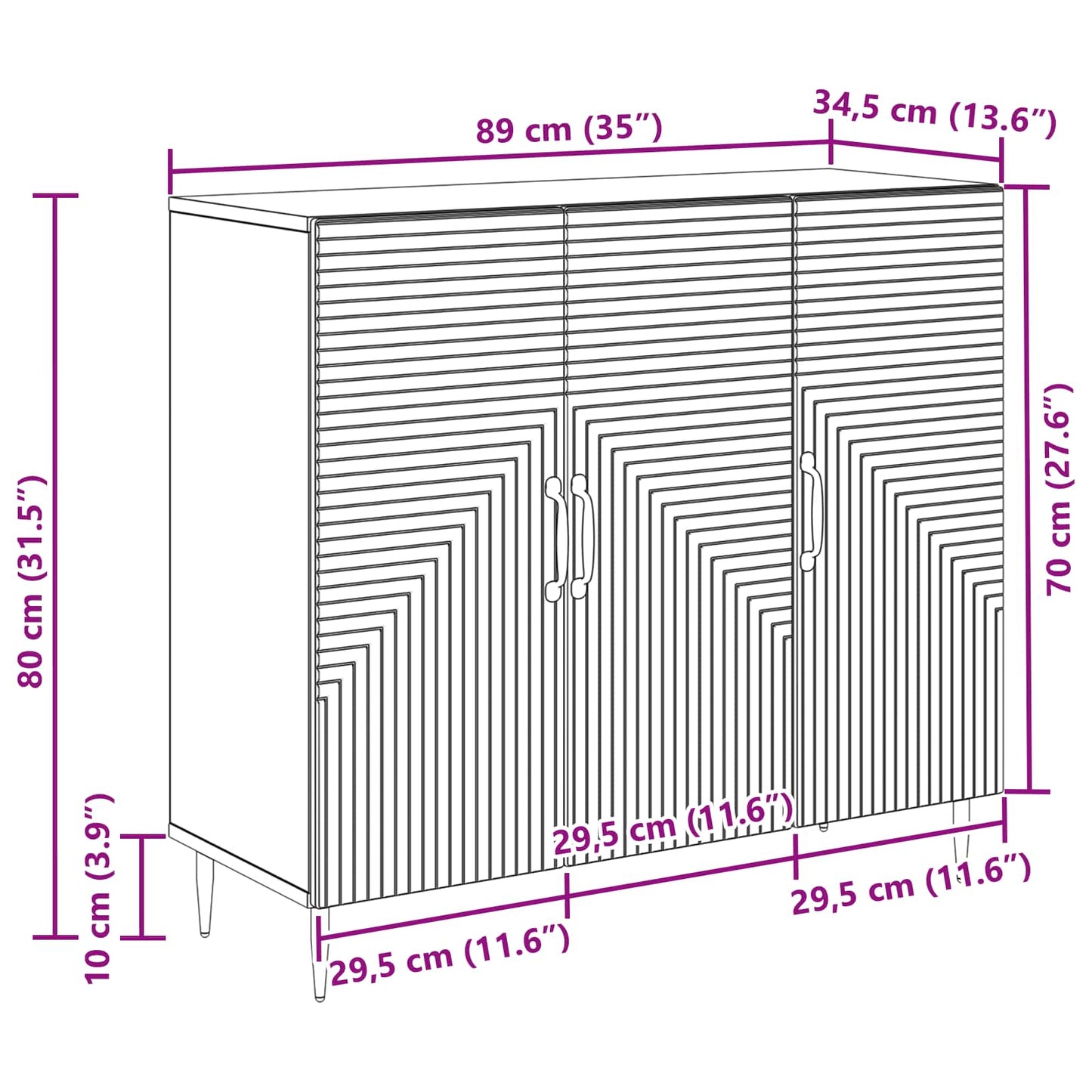 vidaXL Πλαϊνό γραφείο Λευκό 89 x 34,5 x 80 εκ Επεξεργασμένο Ξύλο