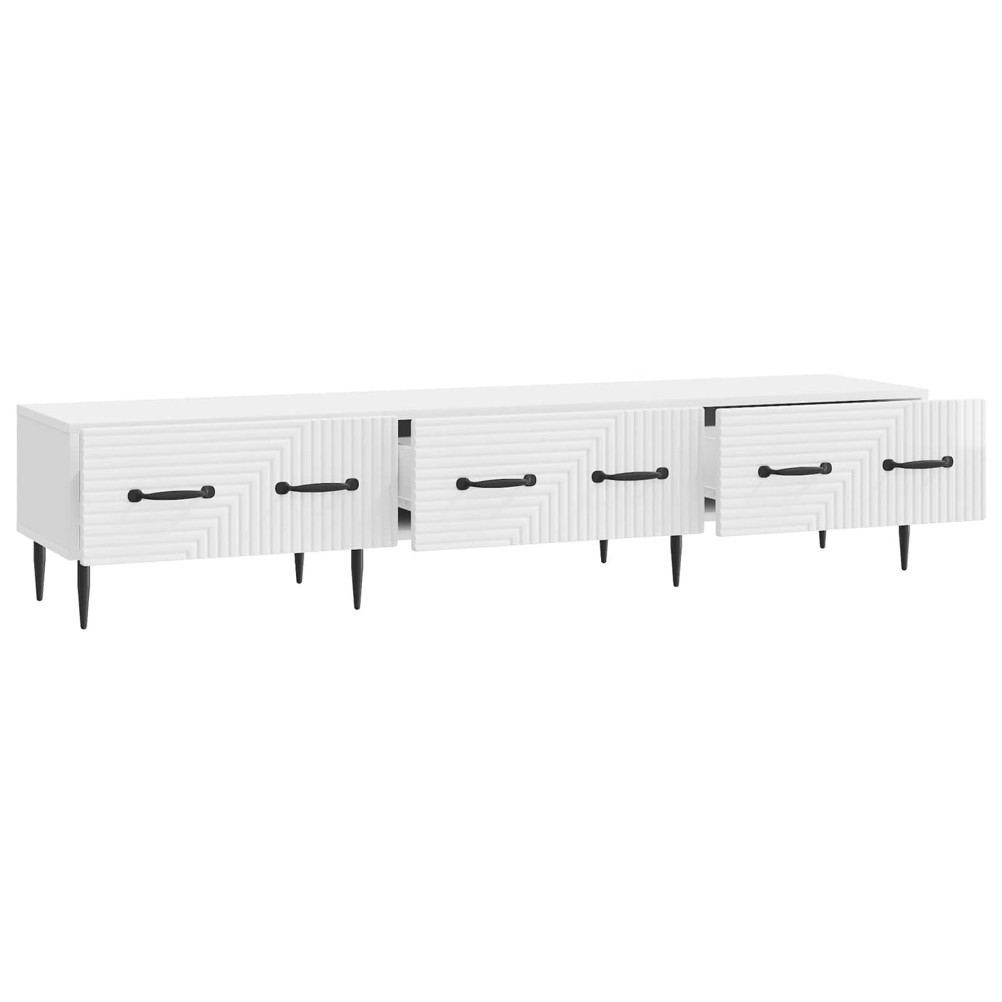 vidaXL Ντουλάπι TV με συρτάρι Γυαλιστερό Λευκό 147 x 34,5 x 30 εκ