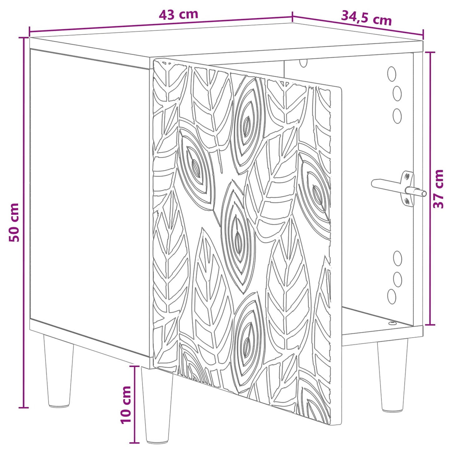vidaXL Κομοδίνο Γυαλιστερό Λευκό 43 x 34,5 x 50 εκ Επεξεργασμένο Ξύλο