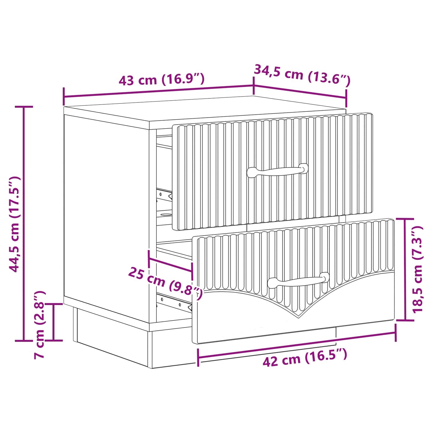 vidaXL Κομοδίνο Γκρι Sonoma 43 x 34,5 x 44,5 εκ Επεξεργασμένο Ξύλο