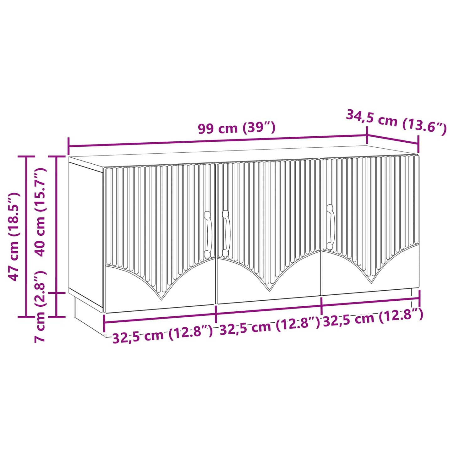 vidaXL Ντουλάπι TV Γυαλιστερό Λευκό 99 x 34,5 x 47 εκ