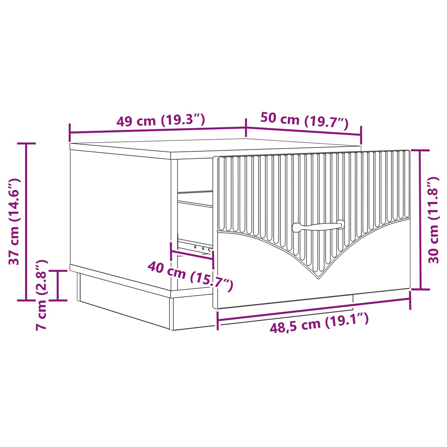 vidaXL Τραπεζάκι σαλονιού Γκρι Σκυροδέματος 49 x 50 x 37 εκ.