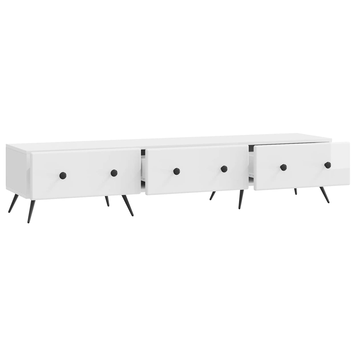 vidaXL Ντουλάπι TV με συρτάρι Γυαλιστερό Λευκό 147 x 34,5 x 30 εκ