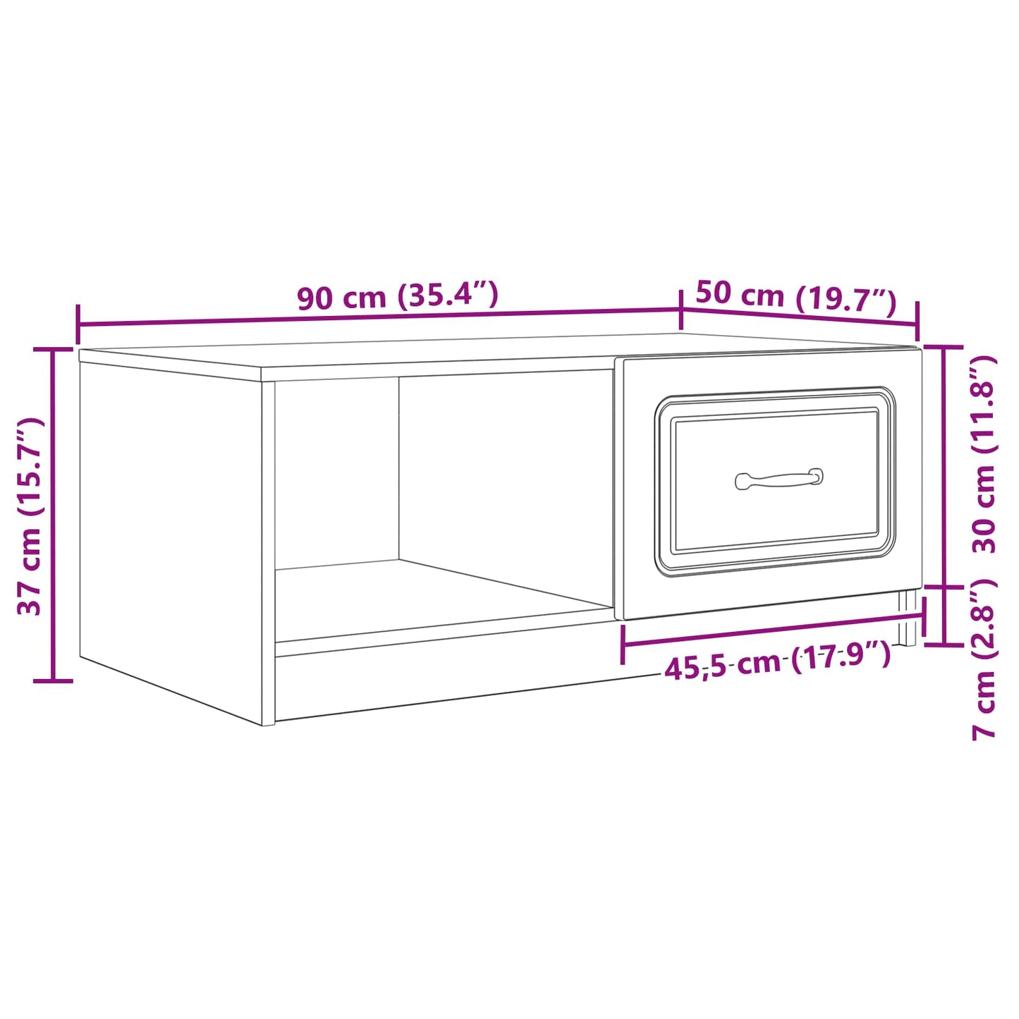vidaXL Τραπεζάκι σαλονιού Παλαιωμένο ξύλο 90 x 50 x 37 εκ