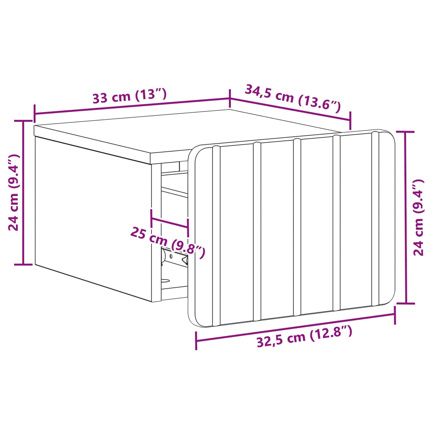 vidaXL Τοίχου Κρεμαστό Κομοδίνο 2 τμχ. Sonoma Δρυς 33 x 34,5 x 24 εκ.