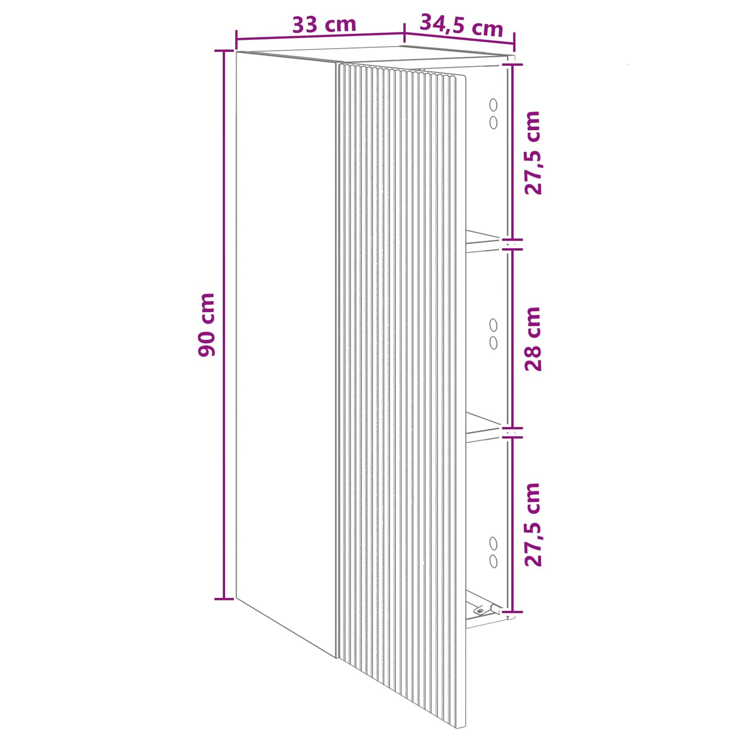 vidaXL Τοίχου Ντουλάπα 33 x 34,5 x 90 εκ Επεξεργασμένο Ξύλο Λευκό