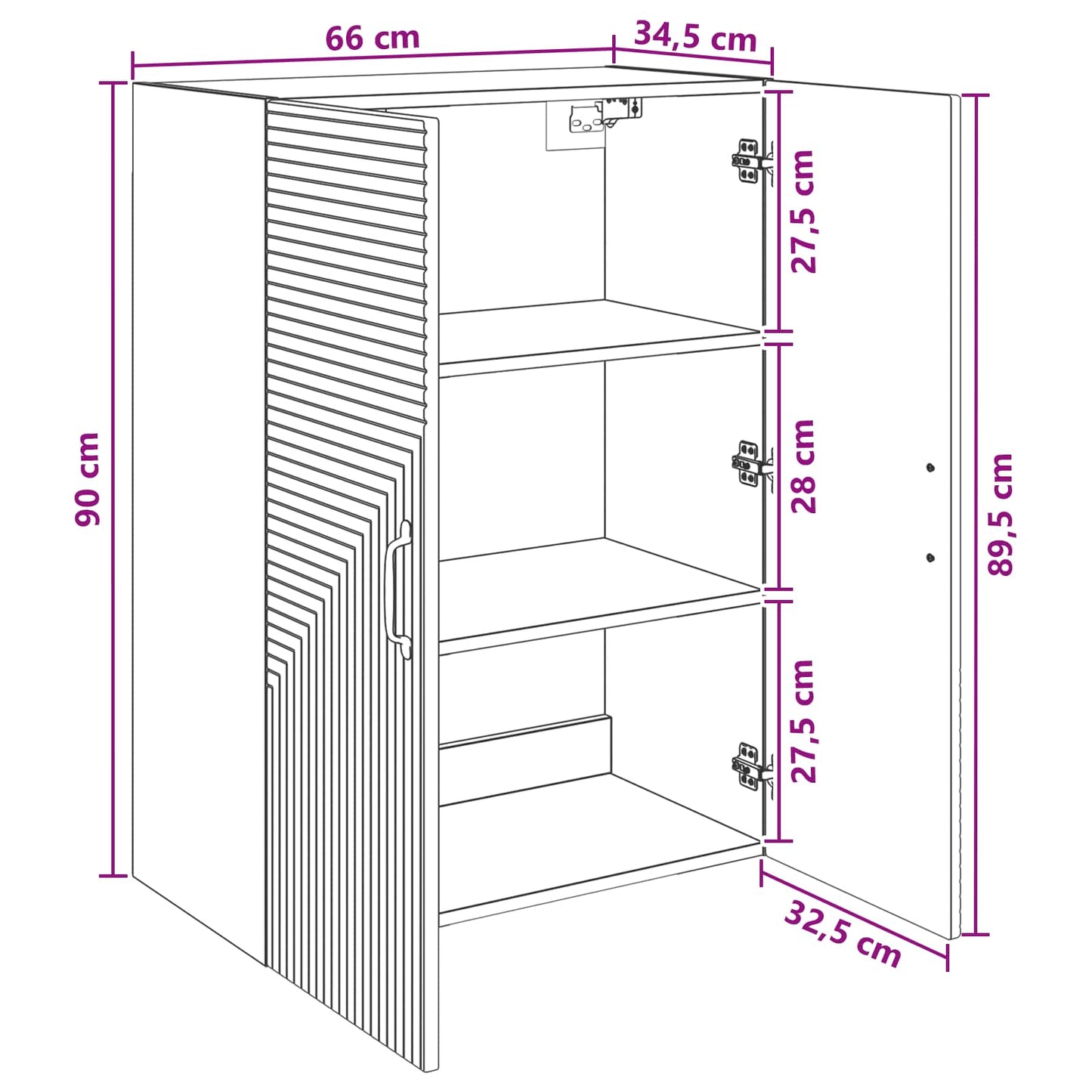 vidaXL Τοίχου Ντουλάπα Λευκό 66 x 34,5 x 90 εκ Επεξεργασμένο Ξύλο