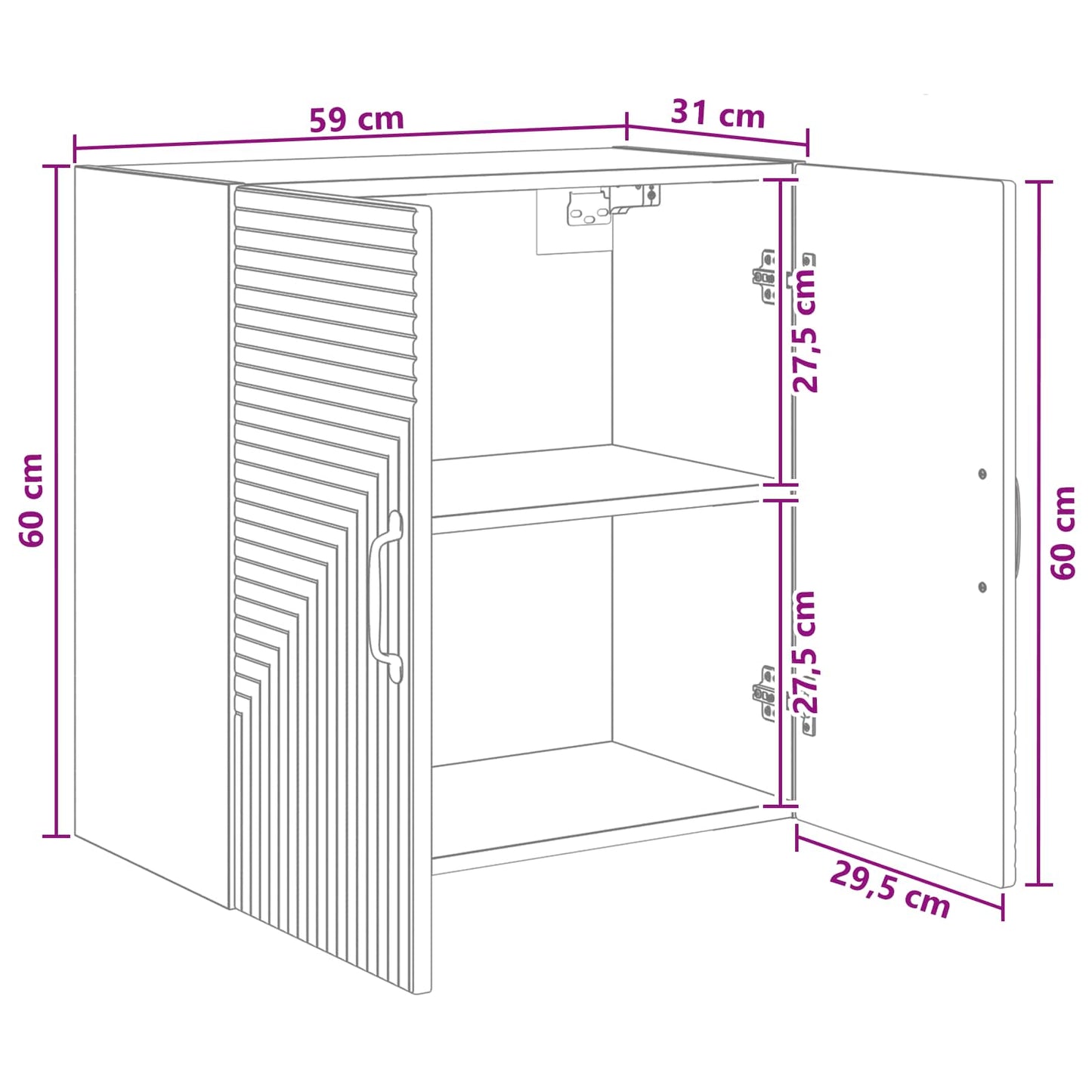 vidaXL Τοίχου Ντουλάπα Γυαλιστερό Λευκό 59 x 31 x 60 εκ
