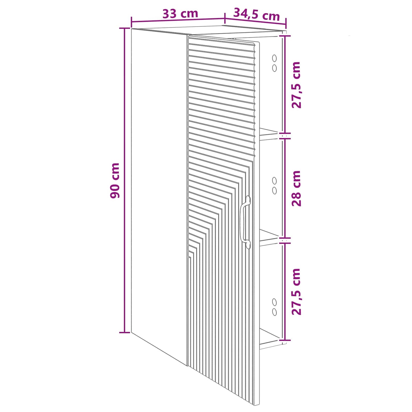 vidaXL Τοίχου Ντουλάπα Λευκό 33 x 34,5 x 90 εκ Επεξεργασμένο Ξύλο
