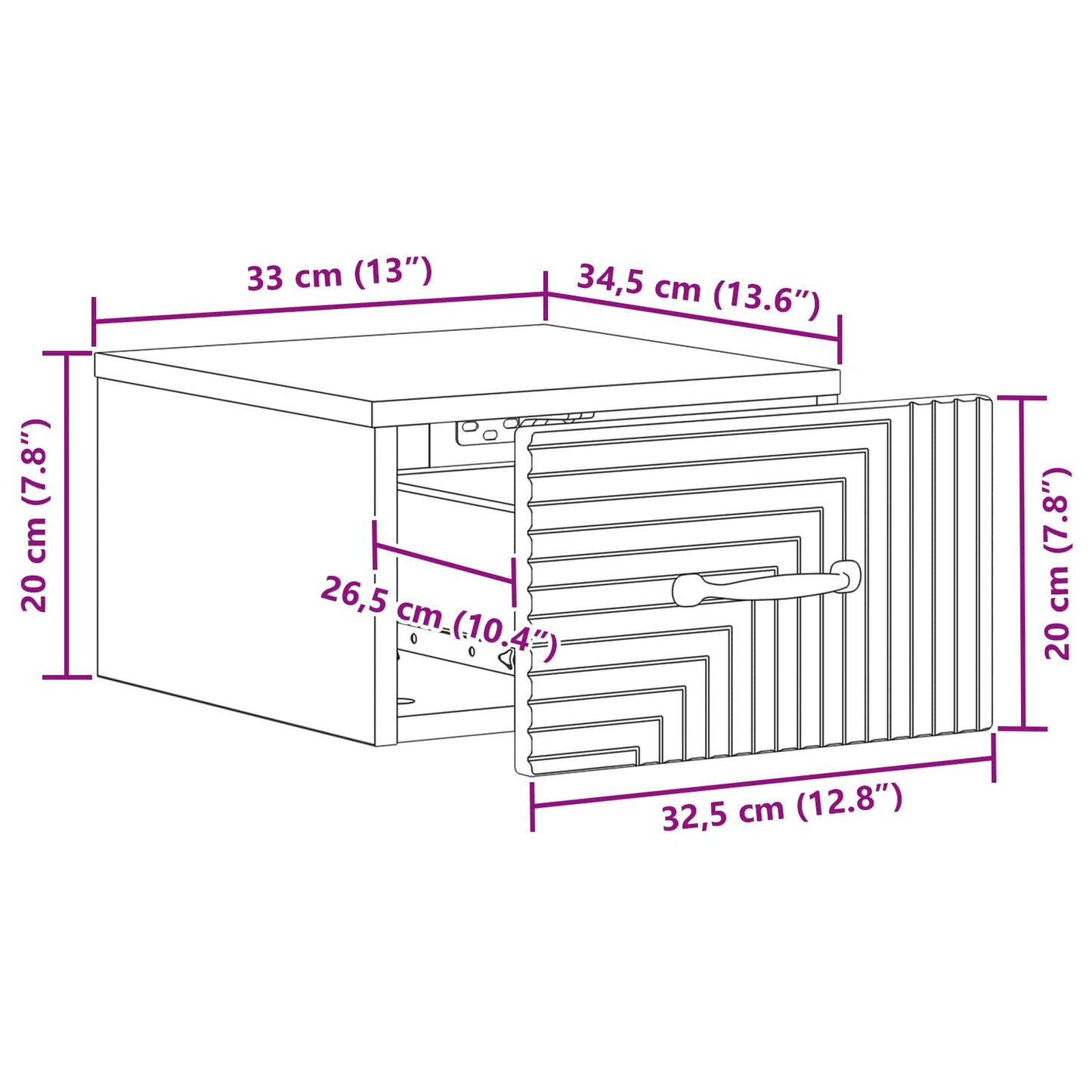 vidaXL Τοίχου Κρεμαστό Κομοδίνο 2 τμχ. Μαύρο 34,5 x 33 x 20 εκ.