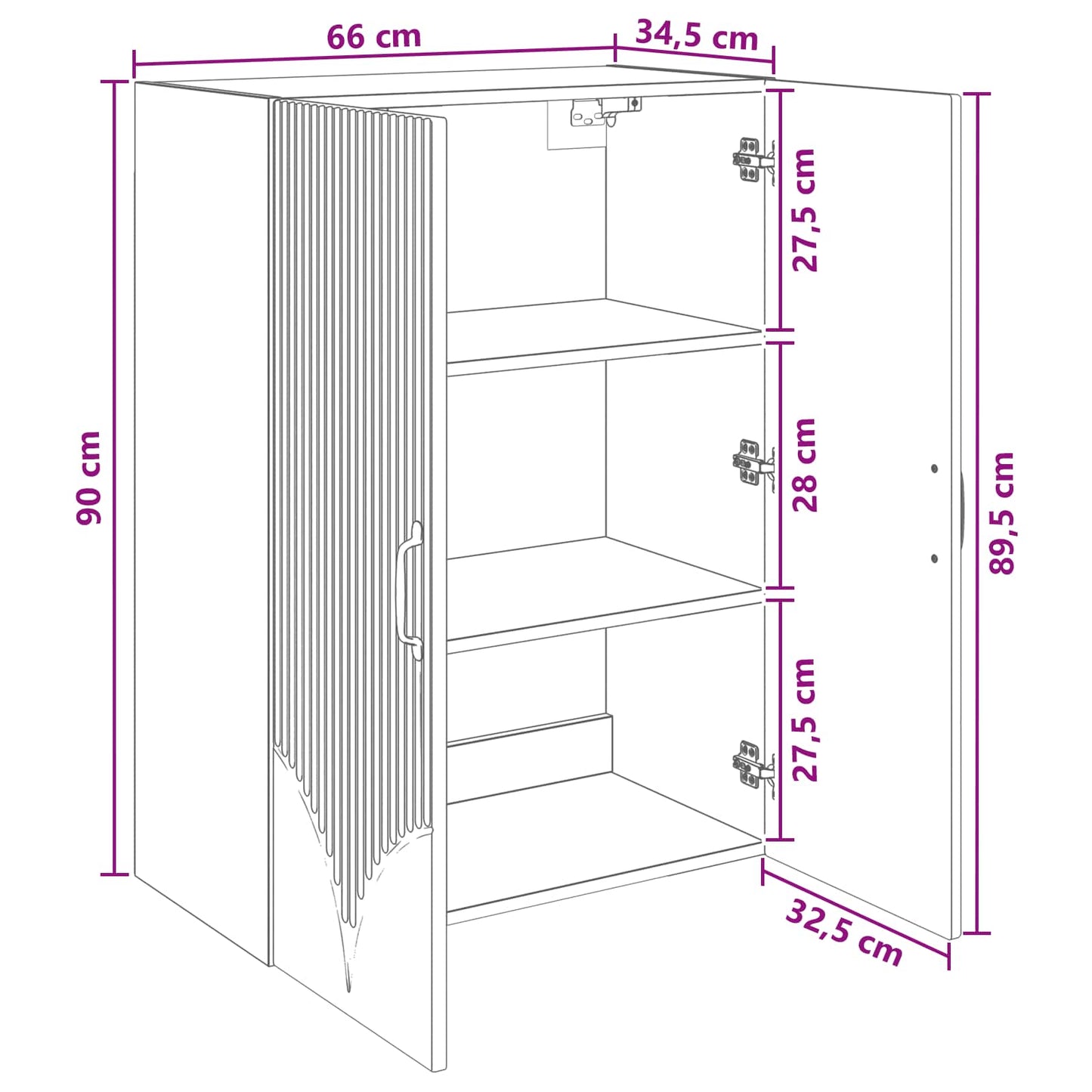vidaXL Τοίχου Ντουλάπα Λευκό 66 x 34,5 x 90 εκ Επεξεργασμένο Ξύλο