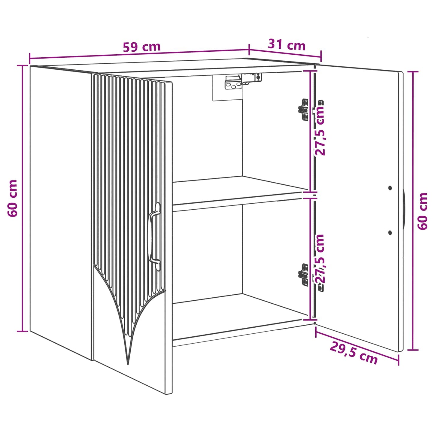 vidaXL Τοίχου Ντουλάπα Λευκό 59 x 31 x 60 εκ Επεξεργασμένο Ξύλο