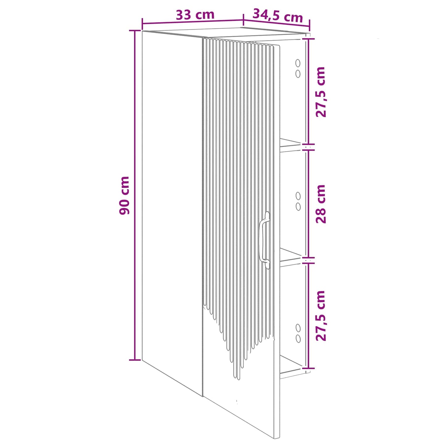 vidaXL Τοίχου Ντουλάπα 33 x 34,5 x 90 εκ Επεξεργασμένο Ξύλο