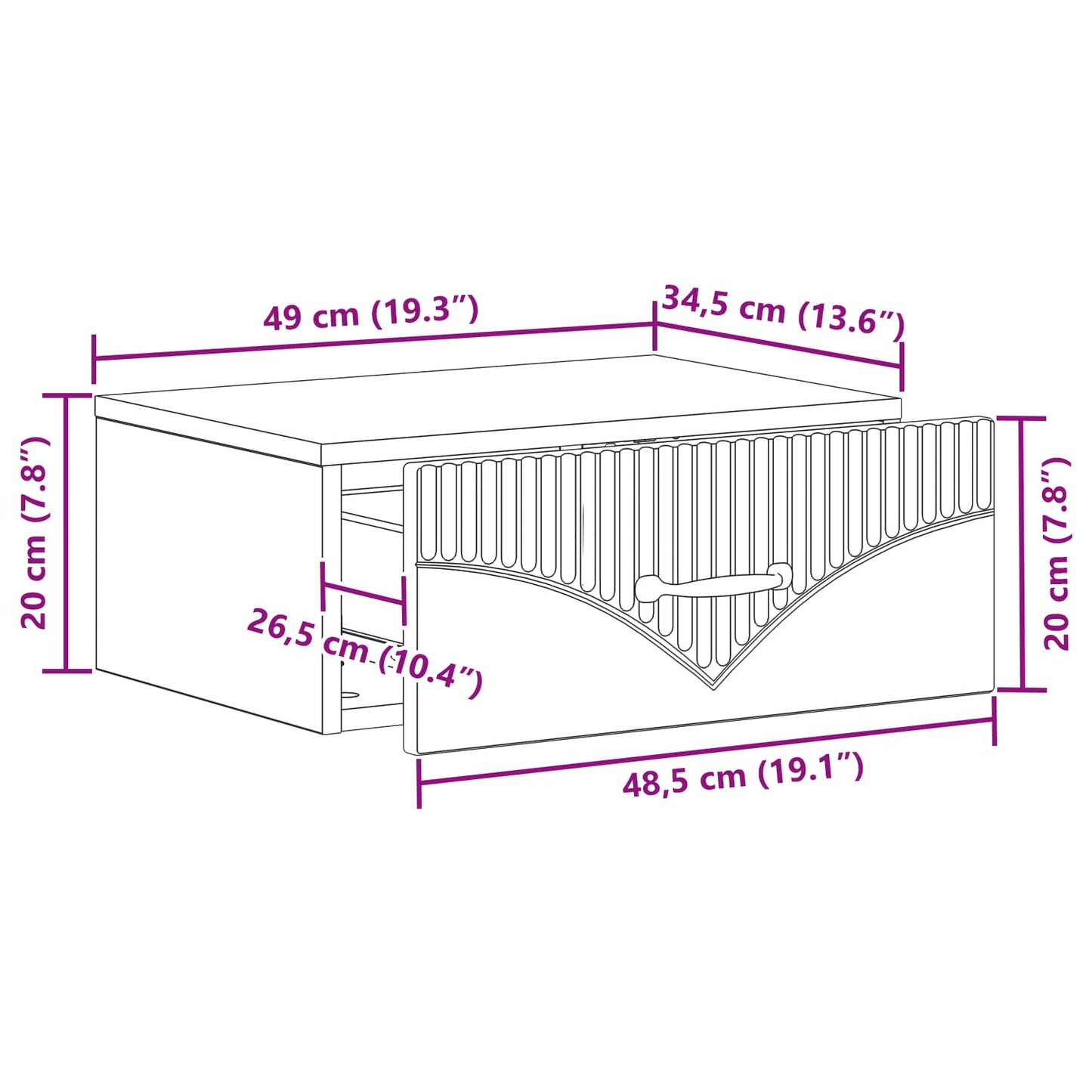 vidaXL Τοίχου Κρεμαστό Κομοδίνο 2 τμχ. Sonoma Δρυς 49 x 34,5 x 20 εκ.