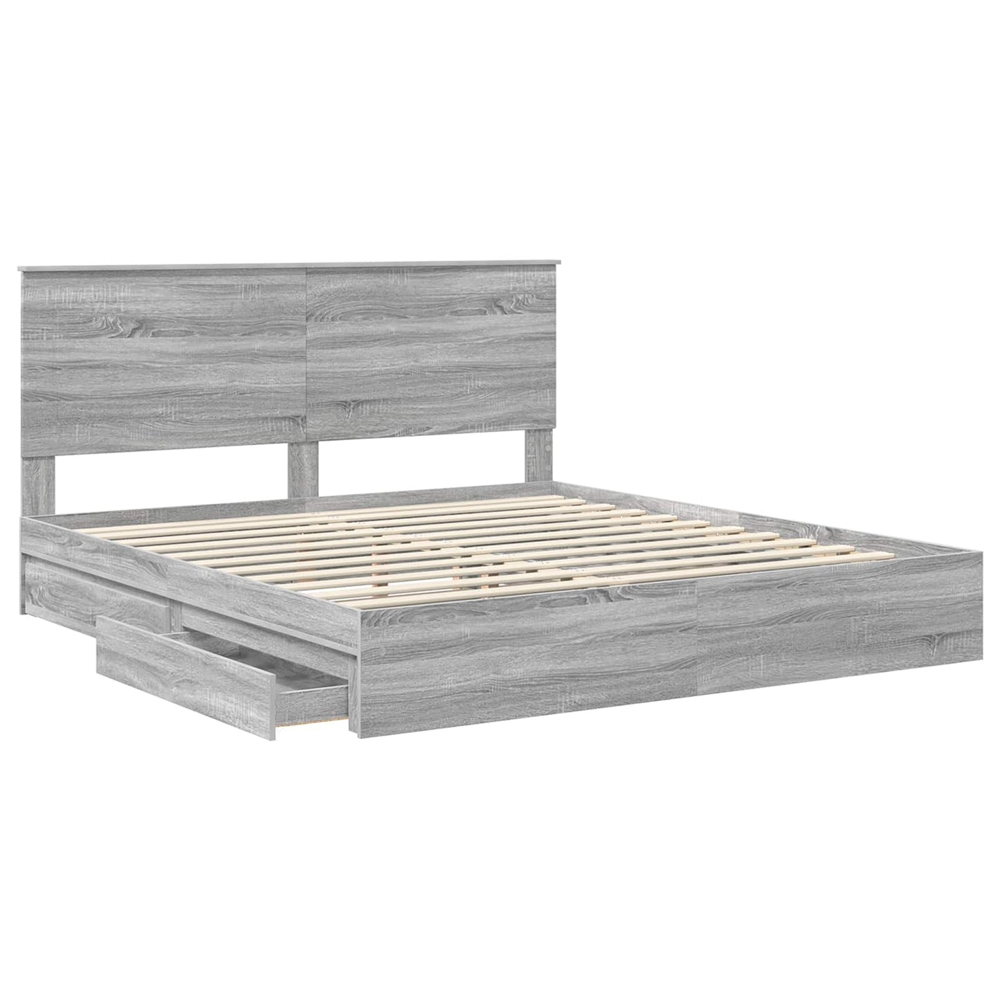 vidaXL Κρεβάτι Αποθήκης Γκρίζο Σονομα 180 x 200 cm Επεξεργασμένο Ξύλο