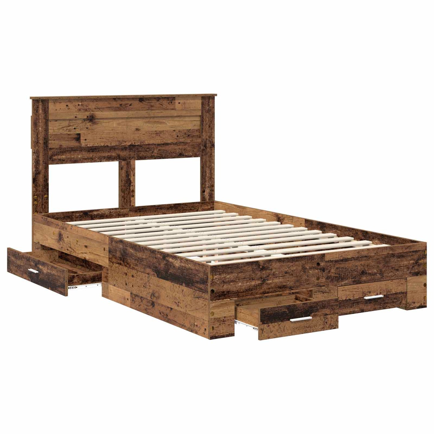 vidaXL Σκελετός Κρεβατιού Παλιό ξύλο 120 x 190 cm Επεξεργασμένο Ξύλο