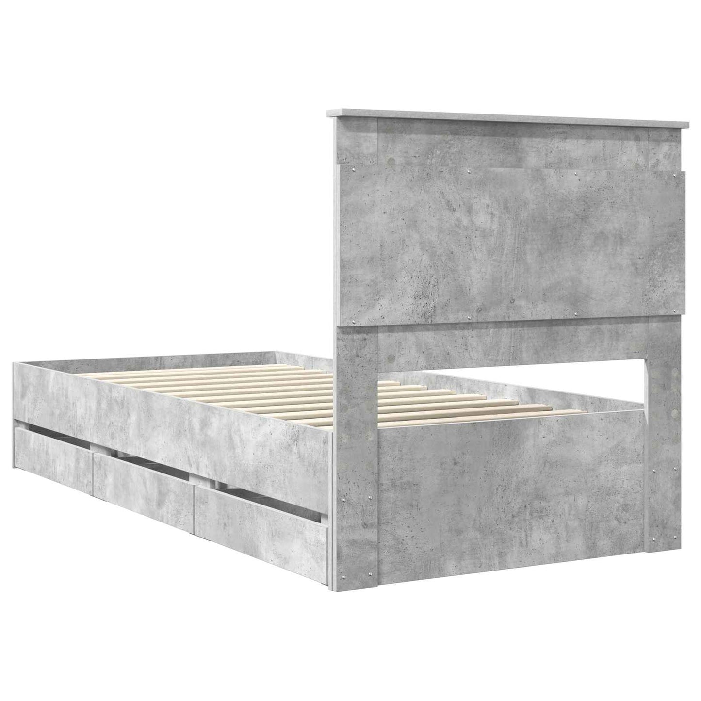 vidaXL Σκελετός Κρεβατιού Σκυρόδεμα Γκρι 75 x 190 cm Μηχανήματος Ξύλο