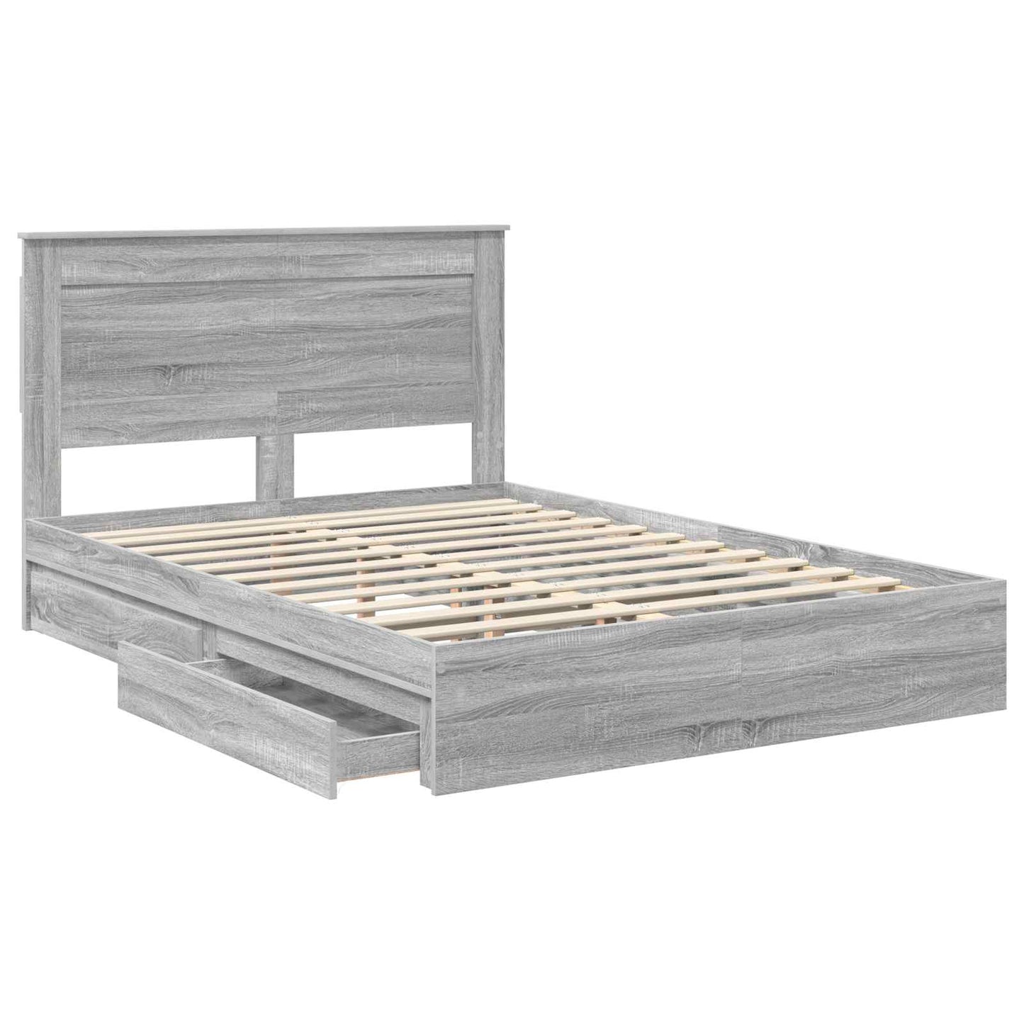 vidaXL Κρεβάτι Αποθήκης Γκρίζο Σονομα 140 x 200 cm Επεξεργασμένο Ξύλο