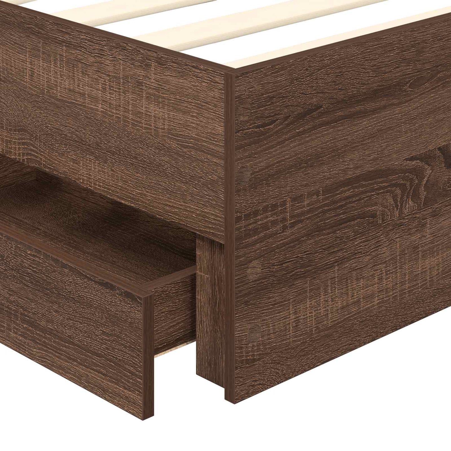vidaXL Σκελετός Κρεβατιού Καφέ δρυς 90 x 190 cm Μηχανήματος Ξύλο