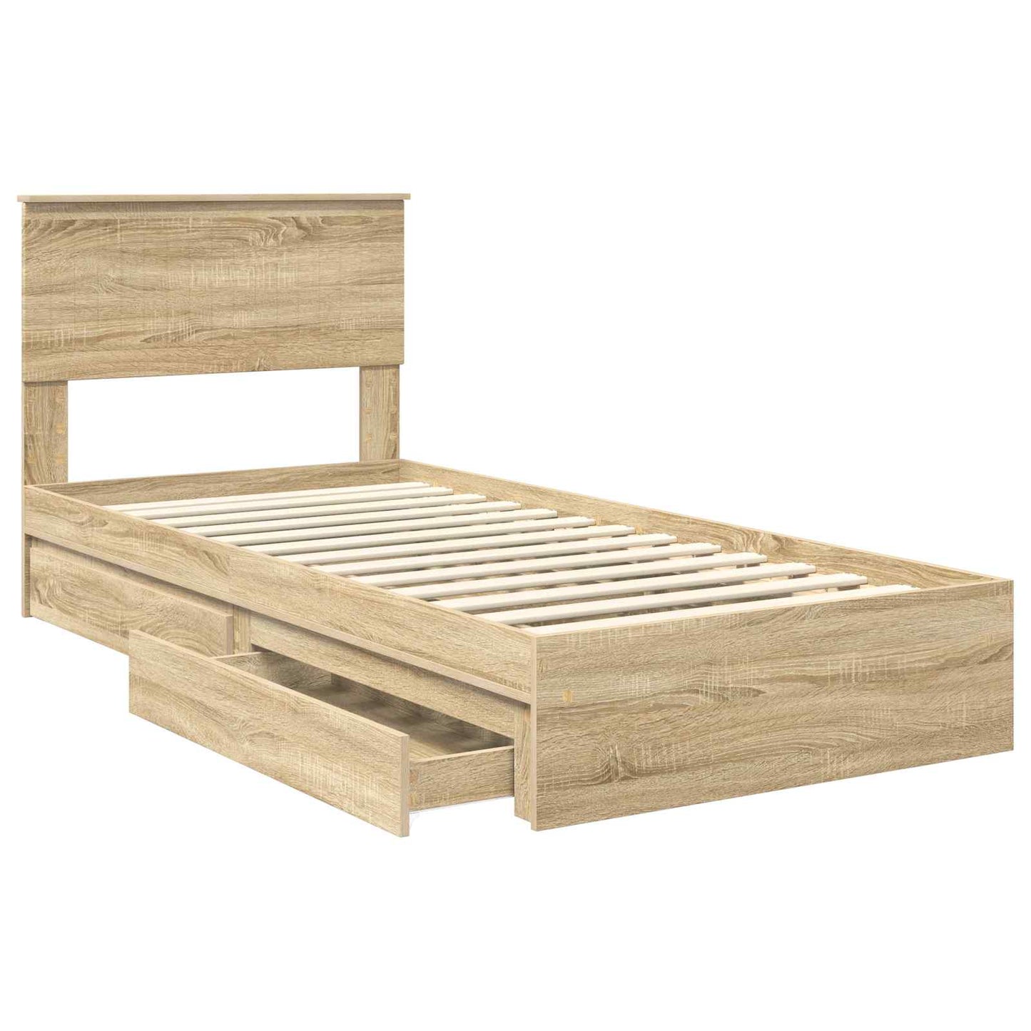vidaXL Κρεβάτι Αποθήκης Δρύς Sonoma 90 x 200 cm Επεξεργασμένο Ξύλο